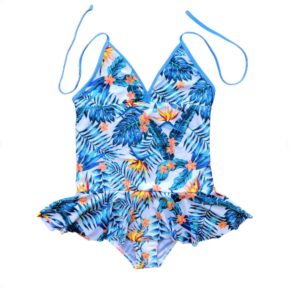 One Piece Islander Swim Dress with Floral Print